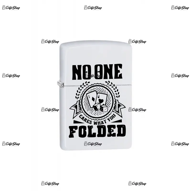 No one cares what you folded, bricheta metalica gravata laser cu mesaj
